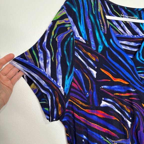 Soft Surroundings Maxi Dress 2X Blue Ruched - Picture 4 of 10